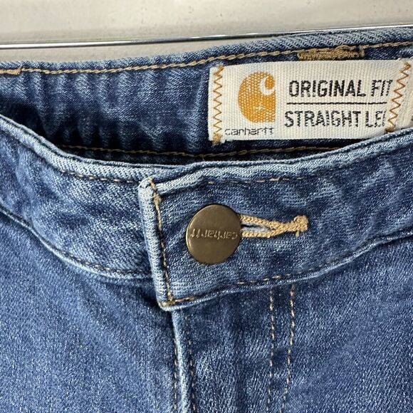 Carhartt Womens Jeans Size 14 Regular Original Fit Straight Leg Dark Wash Denim - Picture 10 of 15